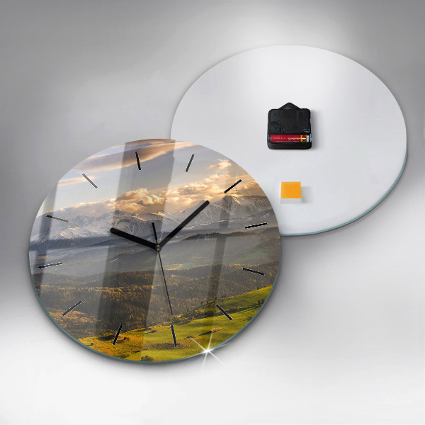 Round glass clock Mountains - Pieniny Wysoki Wierch
