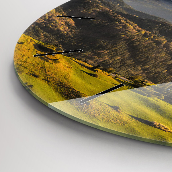 Round glass clock Mountains - Pieniny Wysoki Wierch