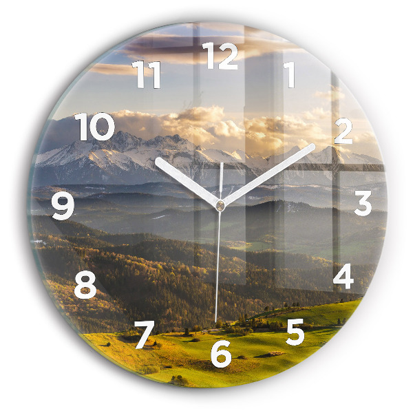 Round glass clock Mountains - Pieniny Wysoki Wierch