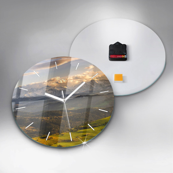 Round glass clock Mountains - Pieniny Wysoki Wierch