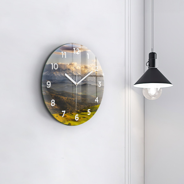Round glass clock Mountains - Pieniny Wysoki Wierch