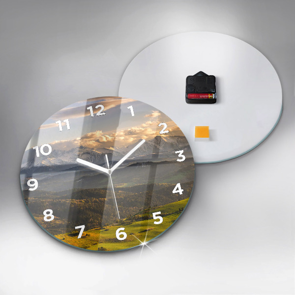 Round glass clock Mountains - Pieniny Wysoki Wierch