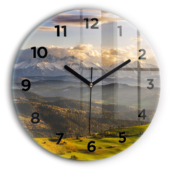 Round glass clock Mountains - Pieniny Wysoki Wierch