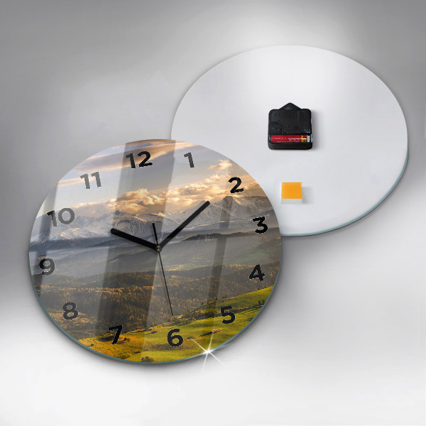Round glass clock Mountains - Pieniny Wysoki Wierch