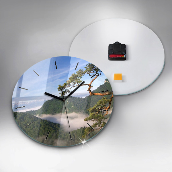 Round glass clock Sokolica Peak in the Pieniny Mountains