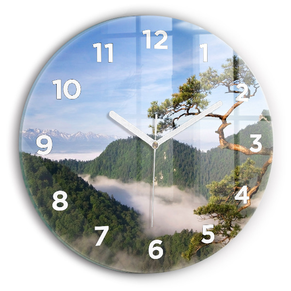 Round glass clock Sokolica Peak in the Pieniny Mountains
