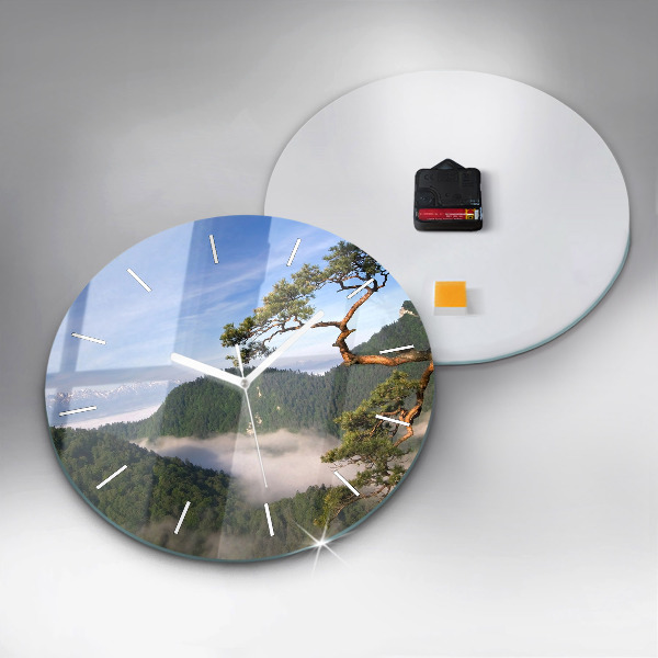Round glass clock Sokolica Peak in the Pieniny Mountains
