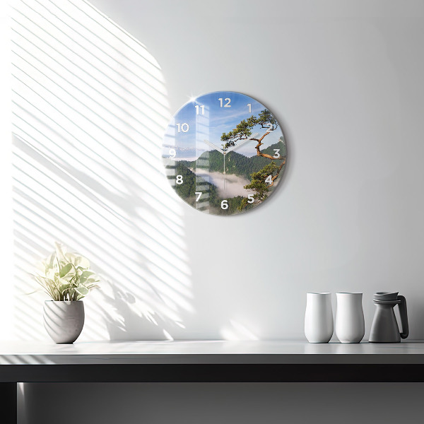 Round glass clock Sokolica Peak in the Pieniny Mountains