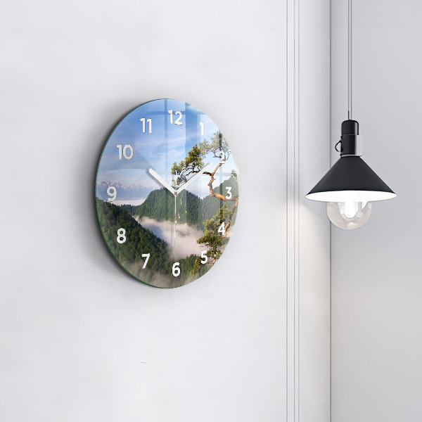 Round glass clock Sokolica Peak in the Pieniny Mountains
