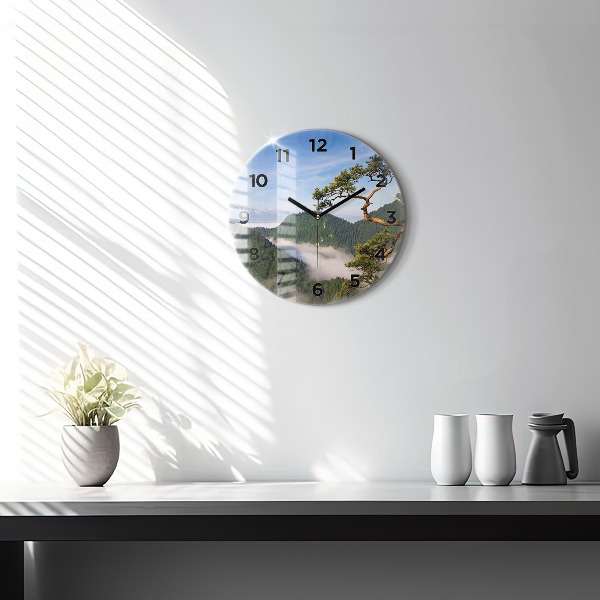 Round glass clock Sokolica Peak in the Pieniny Mountains