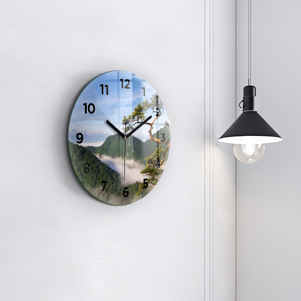 Round glass clock Sokolica Peak in the Pieniny Mountains