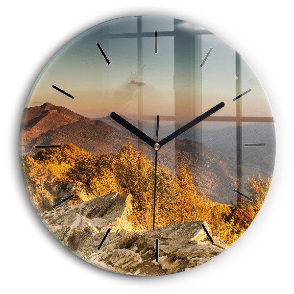 Round glass clock Bieszczady Mountains