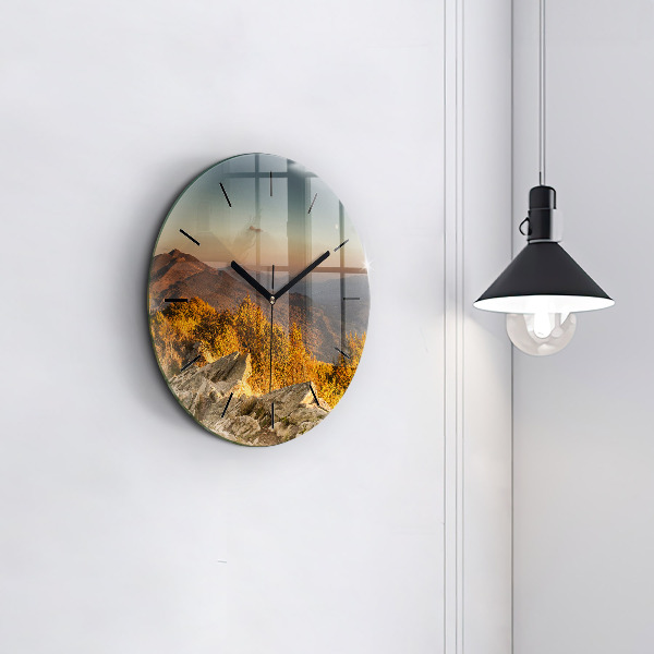 Round glass clock Bieszczady Mountains