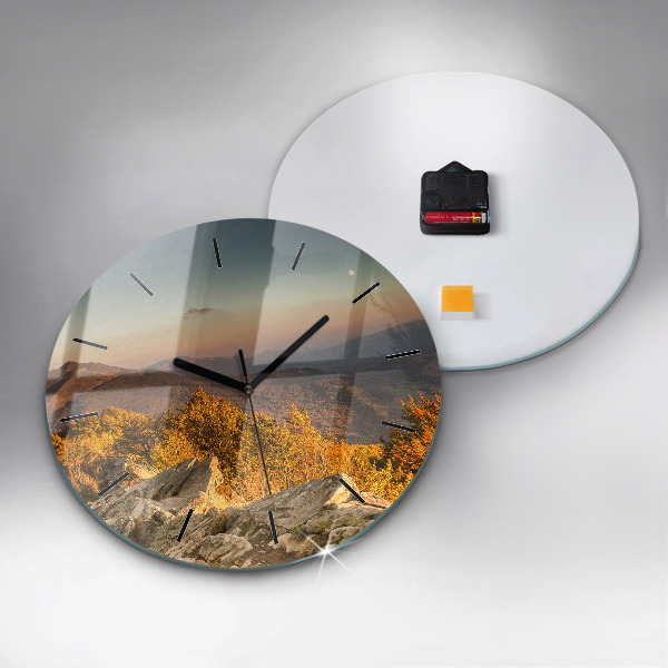 Round glass clock Bieszczady Mountains