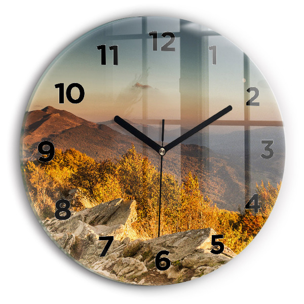 Round glass clock Bieszczady Mountains