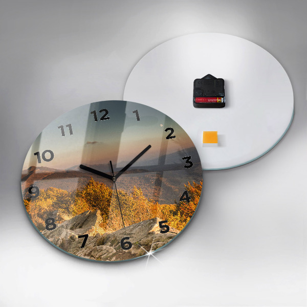 Round glass clock Bieszczady Mountains