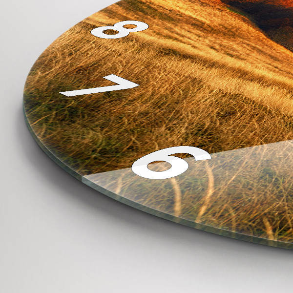 Round glass clock Mountain landscape