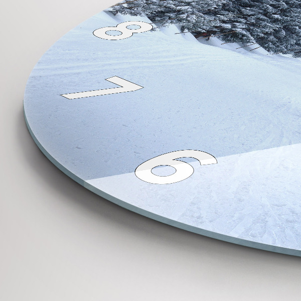 Round glass clock Czech Giant Mountains in winter