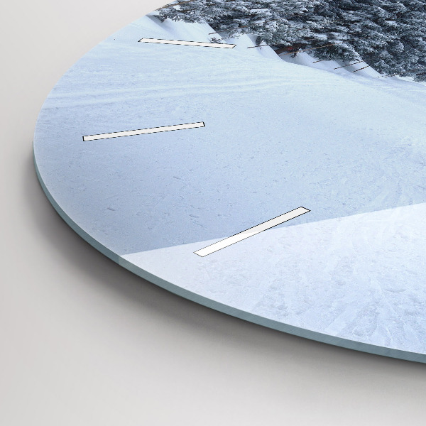 Round glass clock Czech Giant Mountains in winter