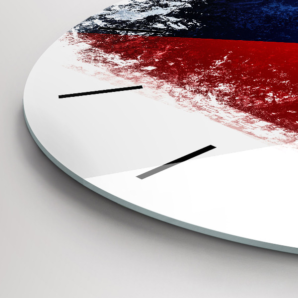 Round glass clock Czech flag