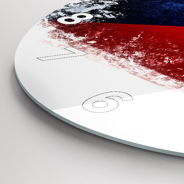 Round glass clock Czech flag