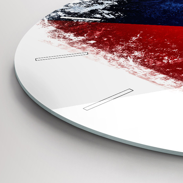 Round glass clock Czech flag