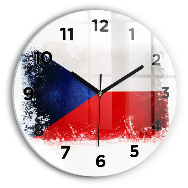 Round glass clock Czech flag