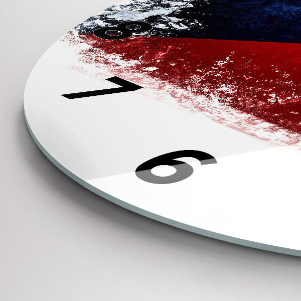 Round glass clock Czech flag