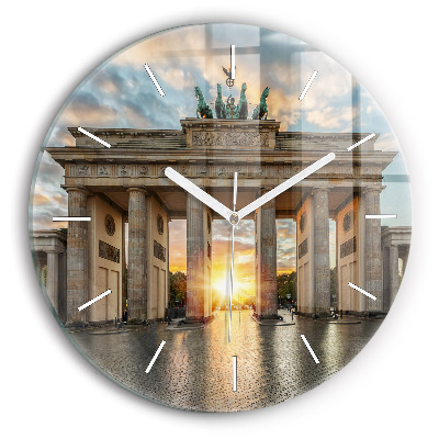 Round glass clock Brandenburg Gate