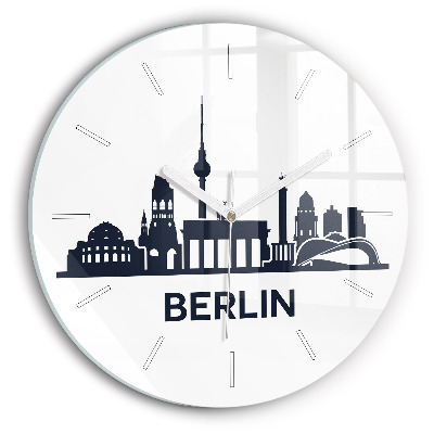 Round glass clock Berlin city illustration