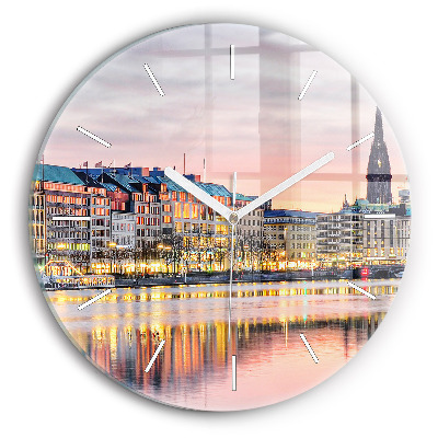 Round glass clock Alster in Hamburg