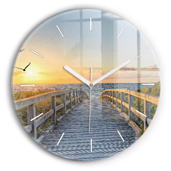 Round glass clock Beach Holidays