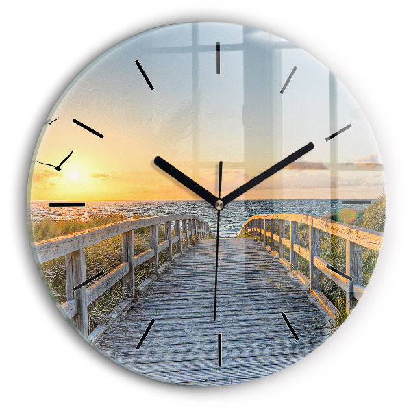Round glass clock Beach Holidays