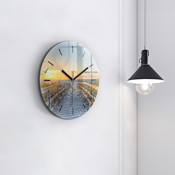 Round glass clock Beach Holidays