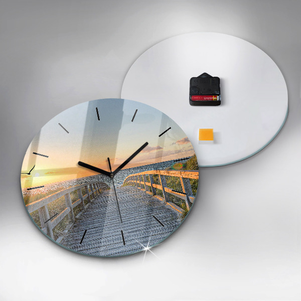 Round glass clock Beach Holidays