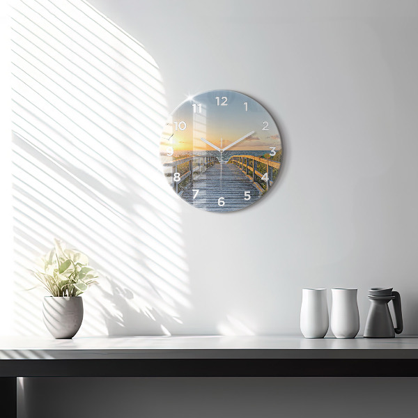 Round glass clock Beach Holidays