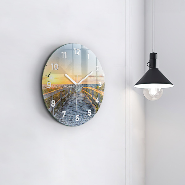Round glass clock Beach Holidays