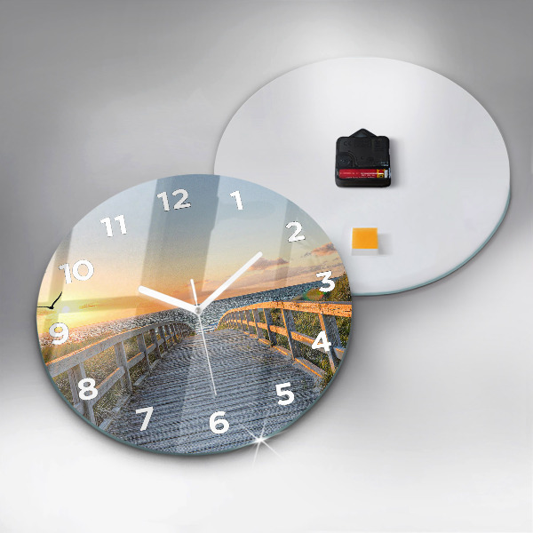 Round glass clock Beach Holidays
