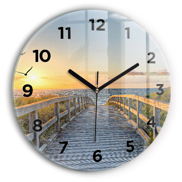 Round glass clock Beach Holidays