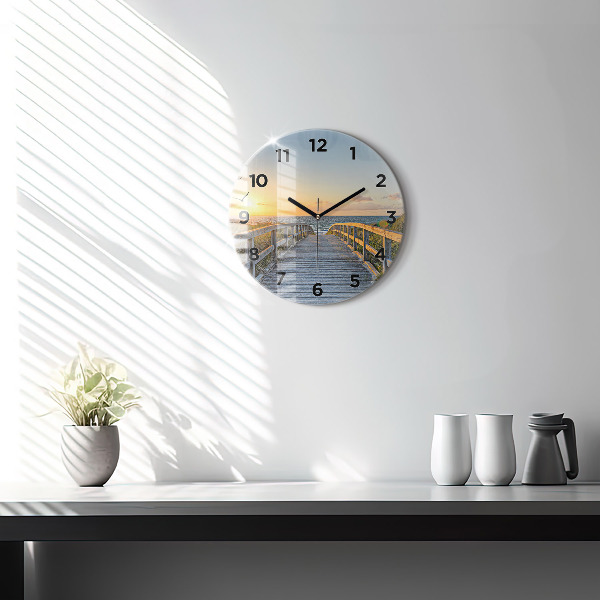 Round glass clock Beach Holidays