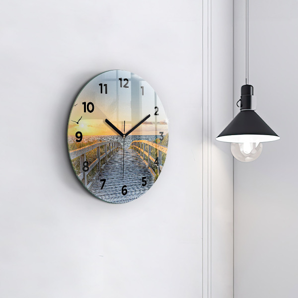 Round glass clock Beach Holidays