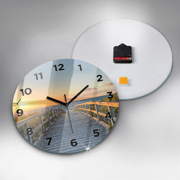Round glass clock Beach Holidays