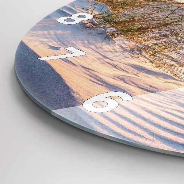 Round glass clock Sunset over the sea