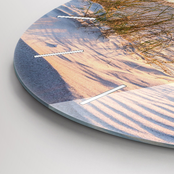 Round glass clock Sunset over the sea