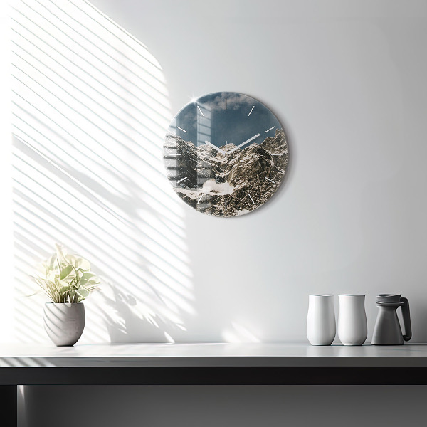 Round glass clock Watzmann Mountains