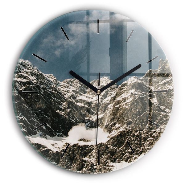 Round glass clock Watzmann Mountains