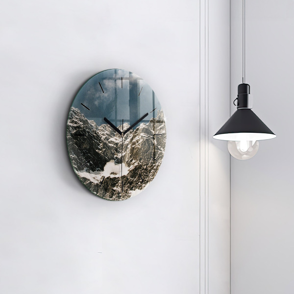 Round glass clock Watzmann Mountains
