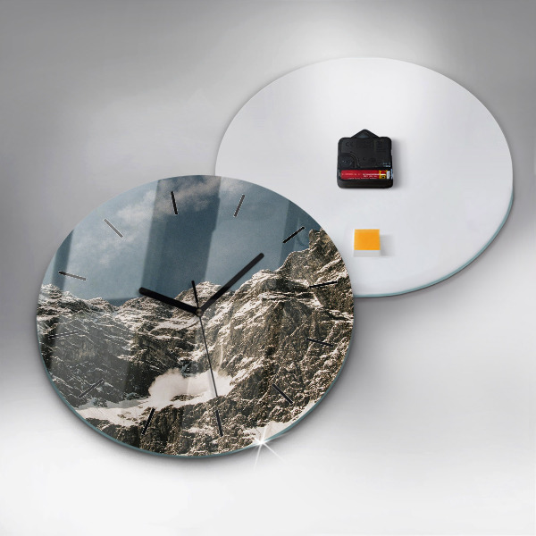 Round glass clock Watzmann Mountains