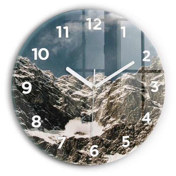 Round glass clock Watzmann Mountains