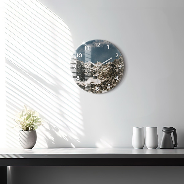 Round glass clock Watzmann Mountains